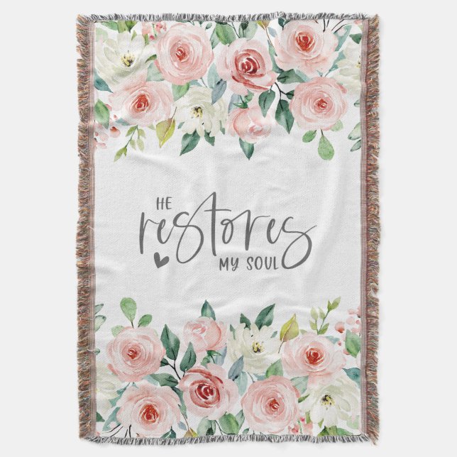 Psalm 23:3 Er restauriert mein Soul Bible Verse &  Decke (Vorderseite Vertikal)