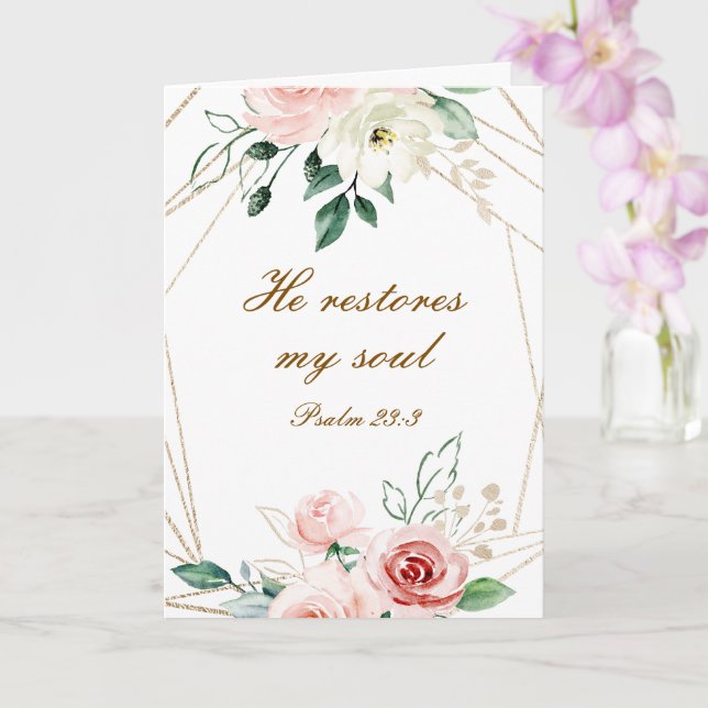 Psalm 23:3 Er restauriert mein Soul Bible Verse &  Karte (Orchidee)