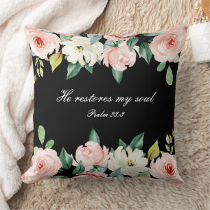 Psalm 23:3 Er restauriert mein Soul Bible Verse &  Kissen