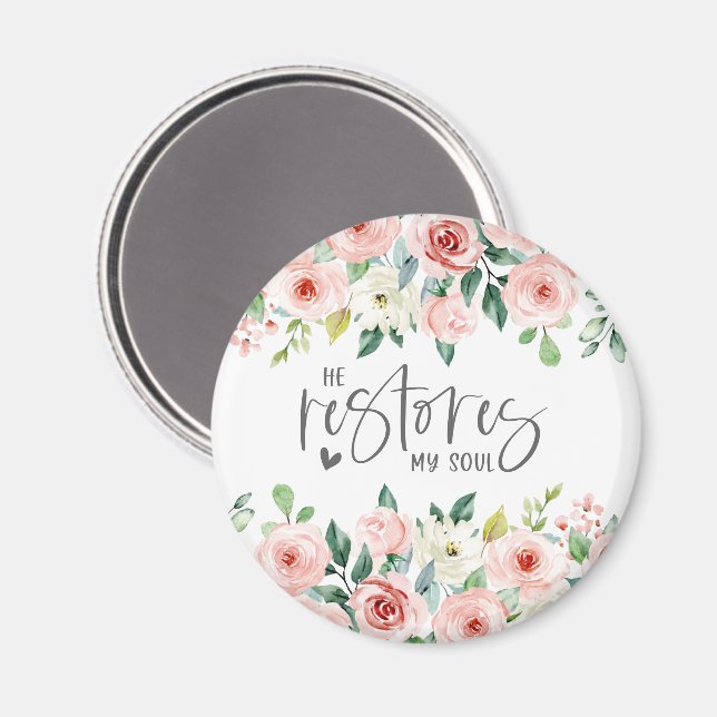 Psalm 23:3 Er restauriert mein Soul Bible Verse &  Magnet (Vorderseite/Rückseite)