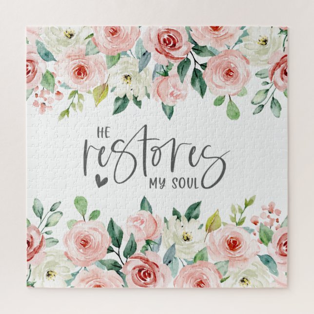 Psalm 23:3 Er restauriert mein Soul Bible Verse &  Puzzle (Vertikal)