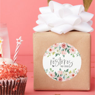 Psalm 23:3 Er restauriert mein Soul Bible Verse &  Runder Aufkleber