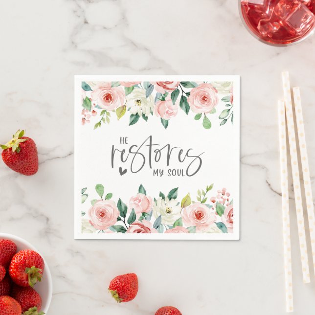 Psalm 23:3 Er restauriert mein Soul Bible Verse &  Serviette (Beispiel)