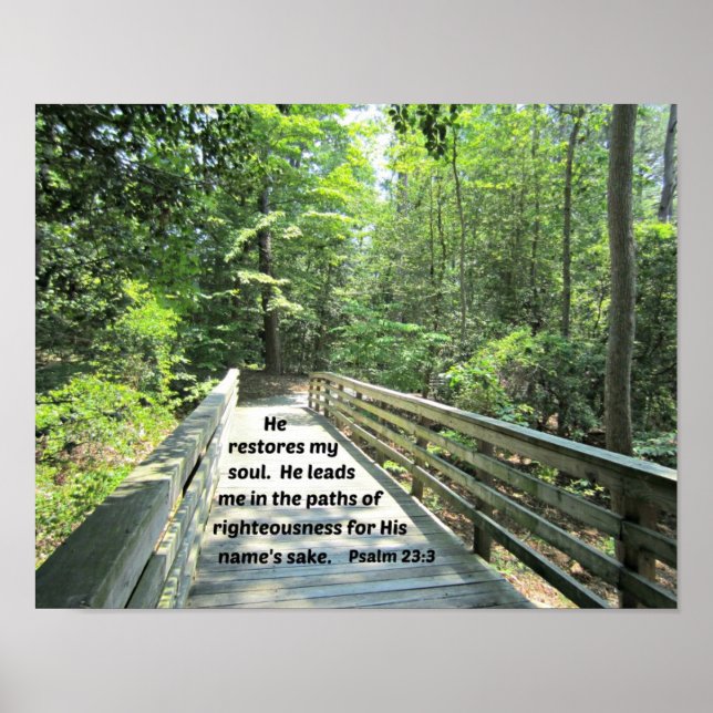 Psalm 23:3 Er restauriert mein Soul, Er führt mich Poster (Vorne)