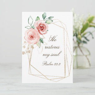 Psalm 23:3 Er stellt meine Soul Bible Rose Card wi