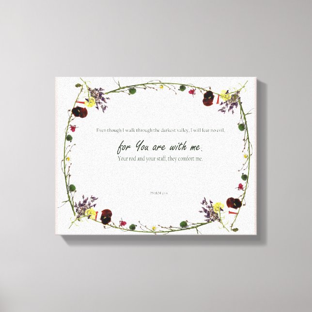 Psalm 23:4, Blume Pink Stretched Canvas Print Leinwanddruck (Vorderseite)