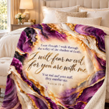Psalm 23:4 Christlicher Bibelvers Lila Goldmarmor