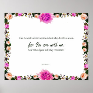 Psalm 23:4, denn du bist bei mir, Bibelverse Poster
