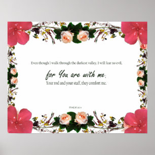 Psalm 23:4, denn du bist bei mir, gothische Verse Poster