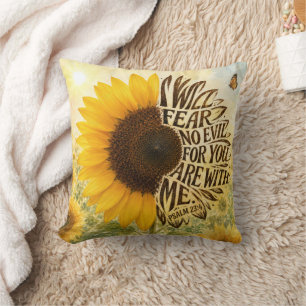 Psalm 23:4 Gelbe Sonnenblume Kissen