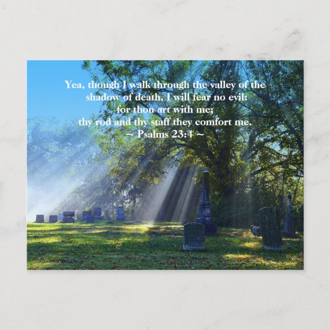 Psalm-23:4 Sonnenlicht im historischen Friedhof Postkarte (Vorderseite)