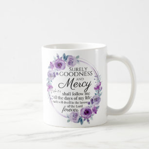 Psalm 23:6 Lila Blütenblüte Kaffeetasse