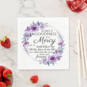 Psalm 23:6 Lila Blütenblüte Serviette