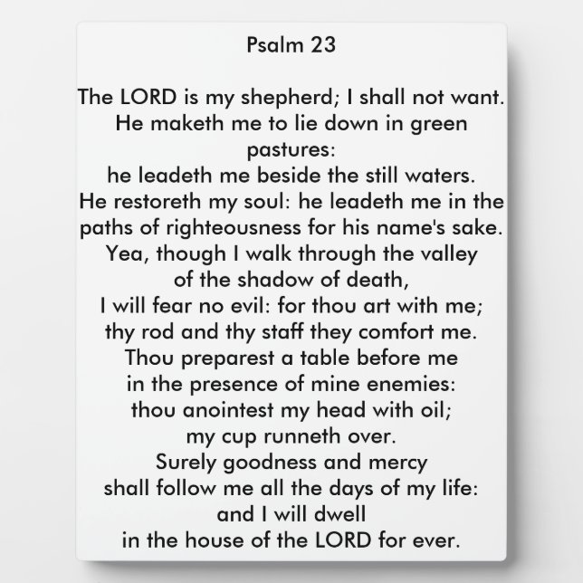 PSALM 23 8x10 Tafel Fotoplatte (Vorderseite)