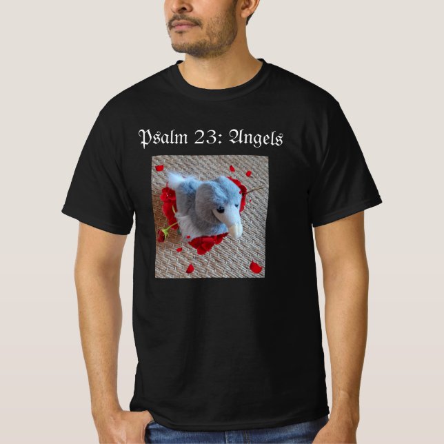 Psalm 23 Angels dodo und Palmenstrand mit Blume T-Shirt (Vorderseite)