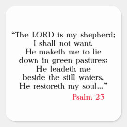 Psalm 23 Bibel Schrift Quadratischer Aufkleber