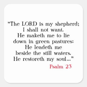 Psalm 23 Bibel Schrift Quadratischer Aufkleber