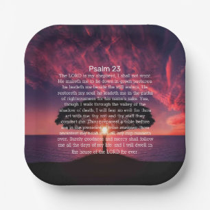Psalm 23 Bibel Sonnenuntergang Silhouette Tree Pappteller