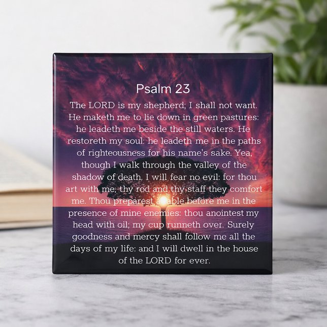 Psalm 23 Bibel Verse Sonnenuntergang Baum Magnet (Von Creator hochgeladen)