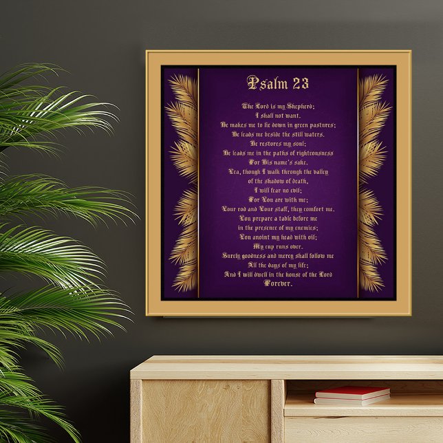 Psalm 23 Bibelschrift Gold Feathers Gicleé Poster (Von Creator hochgeladen)