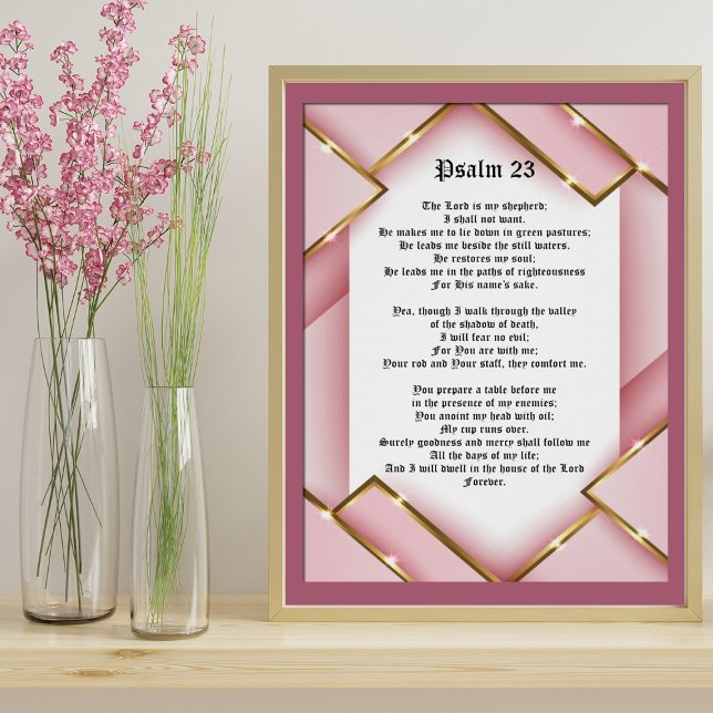 Psalm 23 Bibelschrift Text mit Rosa und Gold P Poster (Von Creator hochgeladen)