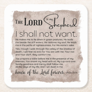Psalm 23 Bibelschrift Vintages Papier Rechteckiger Pappuntersetzer