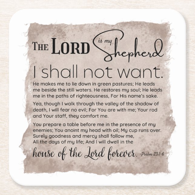 Psalm 23 Bibelschrift Vintages Papier Rechteckiger Pappuntersetzer (Vorderseite)