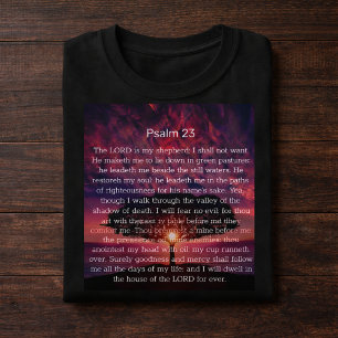 Psalm 23 Bibelvers mit rosa Sonnenuntergang-Baum T-Shirt