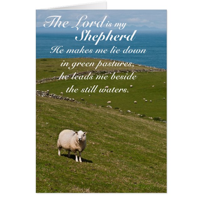 Psalm 23 Bibelverse, Irish Sheep Field Card (Vorne)