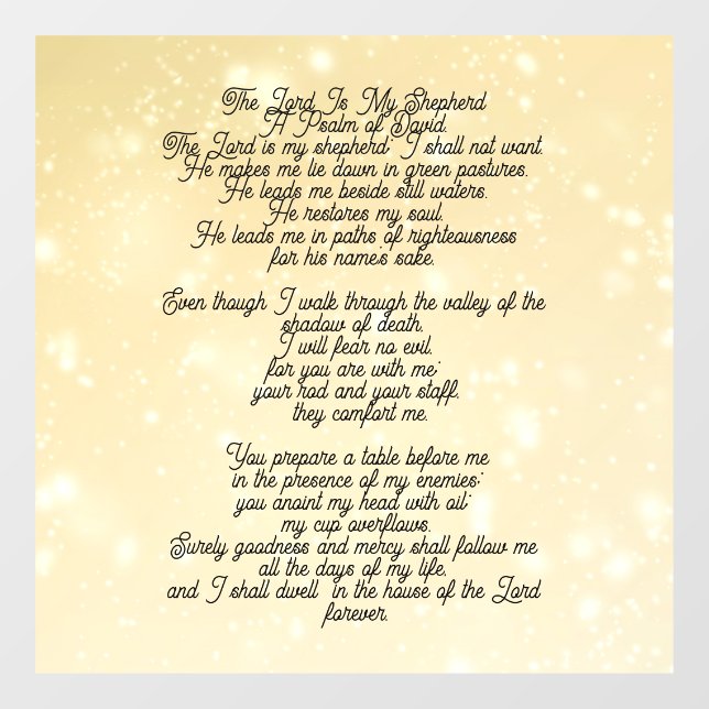 Psalm 23 biblical quotes fensteraufkleber (Blatt)