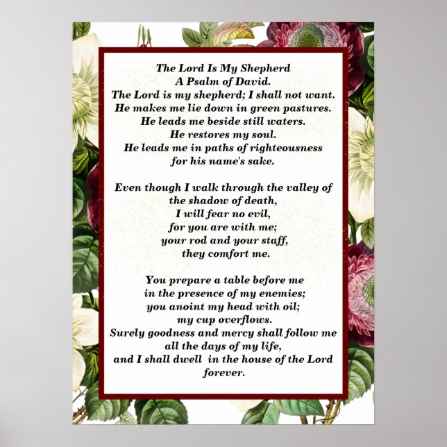 Psalm 23 biblical quotes poster (Vorne)