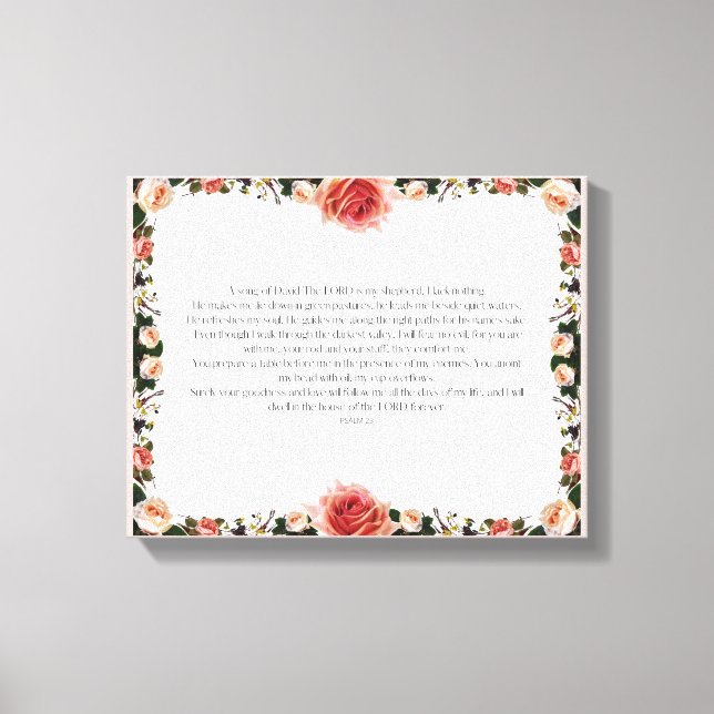 Psalm 23, Blume Pink Stretched Canvas Print Leinwanddruck (Vorderseite)