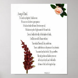 Psalm 23, Blumengrün, Werteplakat (Matte) Poster