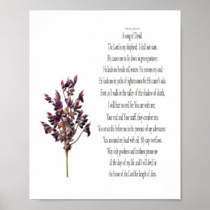 Psalm 23, Botanischer Poster in Lila und Gelb (Mat