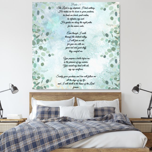 Psalm 23 Celestial Blue Abstract  Leinwanddruck (Insitu (Schlafzimmer))