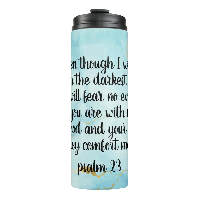 Psalm 23 Celestial Blue Abstract  Thermosbecher (Vorderseite)