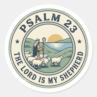 Psalm 23 Der Herr ist mein Hirte Vintage-Stempel Runder Aufkleber