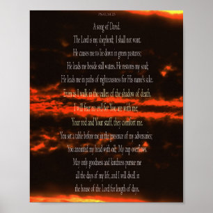 Psalm 23, Dunkler Roter Himmel, Value Poster Papie