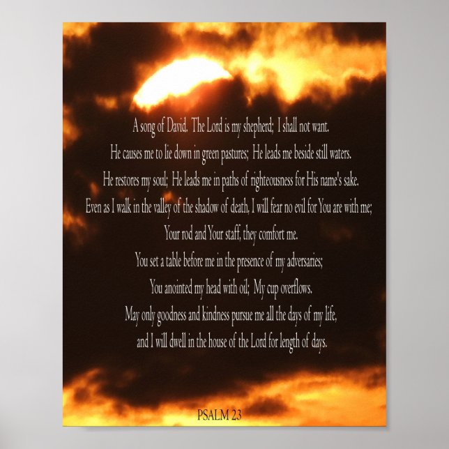 Psalm 23, Feuerdruck, Werteplakat (Matte) Poster (Vorne)