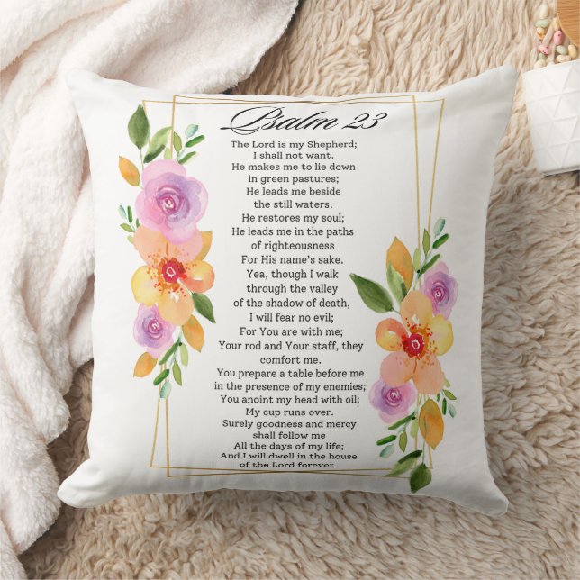 Psalm 23 Florales geometrisches Rahmenwerk Kissen (Decke)