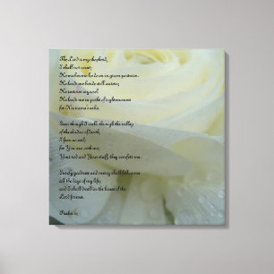 Psalm 23 gedruckt auf einer weißen Blumenleinwand Leinwanddruck