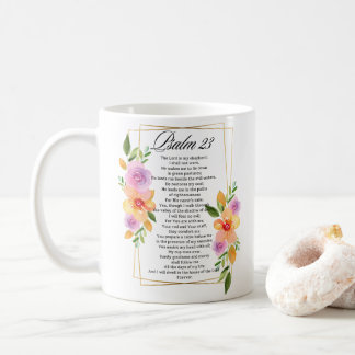 Psalm 23 Geometrische Blumenrahmen-Schrift Kaffeetasse