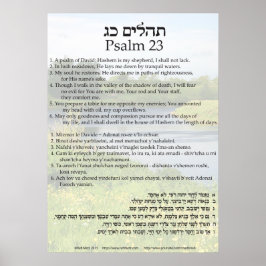 Psalm 23 in Englisch, Hebräisch und Transliteratio Poster