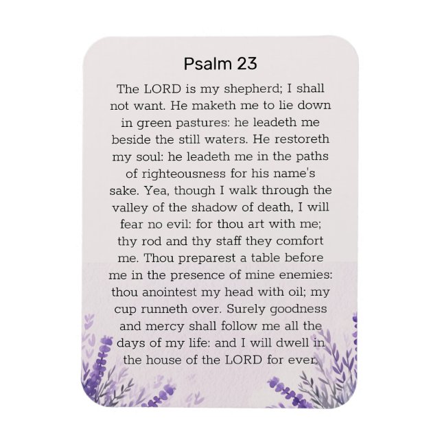 Psalm 23 Lila Wildblumen Magnet (Vertikal)