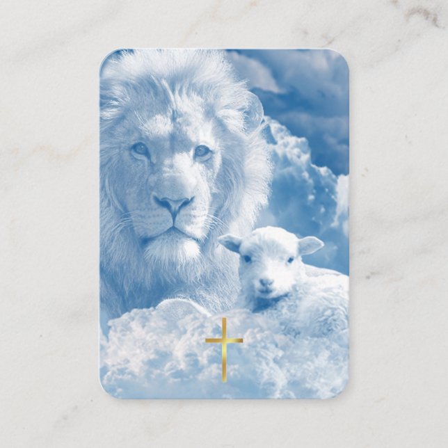 Psalm 23 Lion & Lamb Prayer Card Platzkarte (Vorderseite)