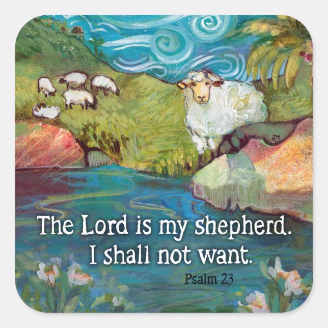Psalm 23, Lord ist mein Hirtenaufkleber Quadratischer Aufkleber (Vorderseite)