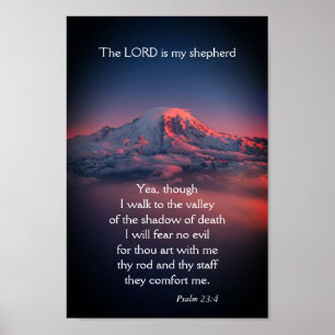 Psalm 23 mit dunkler Vallelandschaft Poster