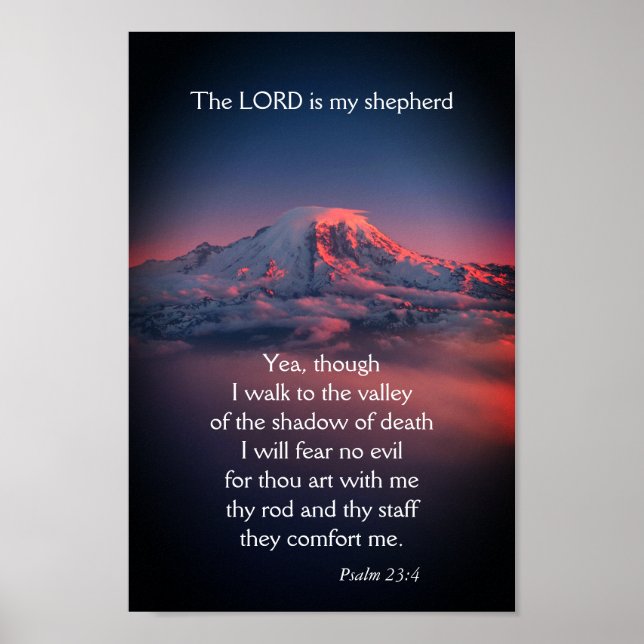 Psalm 23 mit dunkler Vallelandschaft Poster (Vorne)