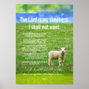 Psalm 23 mit einem hübschen Lamm, christliches Pla Poster