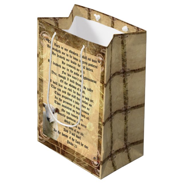 Psalm 23 mit Lamm Mittlere Geschenktüte (Vorderseite Schrägansicht)